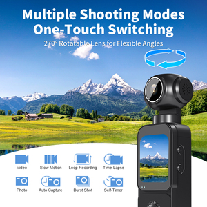Kamera Digital 270 Derajat Lensa Saku Anti-goyang Vlogging 5K Olahraga CMOS Layar 1.69" Remote untuk Bepergian - Product Image 6