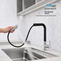 Robinet de cuisine monocommande en acier inoxydable, style classique moderne, avec tête flexible rotative à 360 degrés, à poser sur plan.