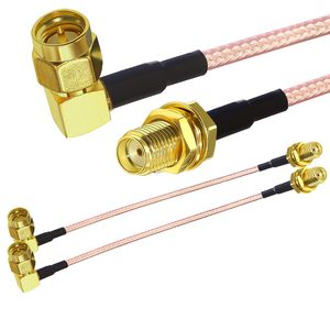Rg316 RF đồng trục Coax lắp ráp SMA nữ để SMA nam góc phải 15cm 6in FPV ăng ten cáp mở rộng - Product Image 3