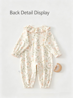 Combinaison bébé unisexe en coton pur tricoté, imperméable et respirante, longueur cheville, fermeture à boutons-pression, manches longues, motif dessin animé mignon