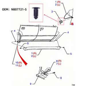 Ford <b>Edge</b> Chrysler Trim Clip N8077215 6504043 <b>Plastic</b> Rear Door Fastener For Repair Replacement - Product Image 2