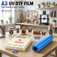 Film de transfert UV de qualité supérieure Qinyu, film autocollant UV DTF, feuille de film UV DTF A3