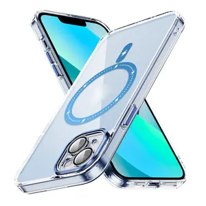 Capa para celular IP 13 Mini PC magnética transparente à prova de choque de moda de luxo OEM - Capa personalizada para celular