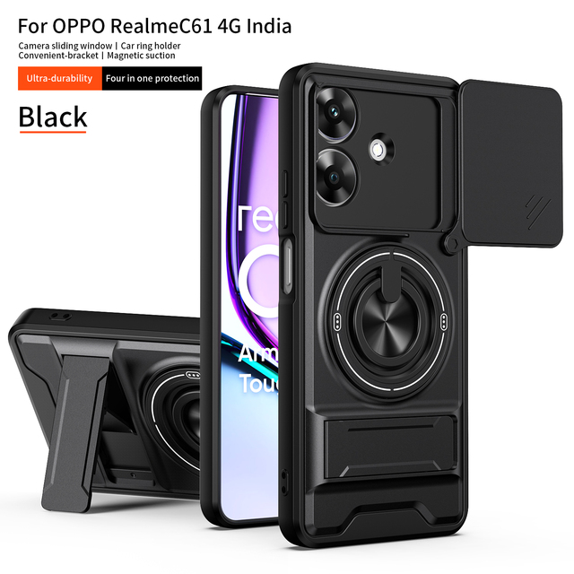 Shockproof TPU+PC Plastic Hard Armor Magnetic Mobile Cell Phone Protective Back Cover Case for Oppo Realme C61 4G India