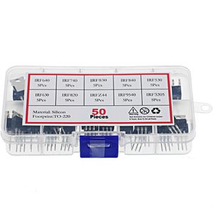 50 ชิ้น 10 ค่า MOSFET ทรานซิสเตอร์ชุดอุปกรณ์ติดตั้งบนพื้นผิว IRF3205 IRF640 IRF740 IRF830 IRF840 IRF530 IRF630 IRF820 <span class=keywords><strong>IRFZ44</strong></span> - Product Image 2