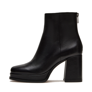 Nuevos botines de suela gruesa Martin cortos con cremallera trasera, <span class=keywords><strong>botas</strong></span> de plataforma de mujer a la moda de tacón <span class=keywords><strong>grueso</strong></span> de cuero genuino negro, zapatos - Product Image 4