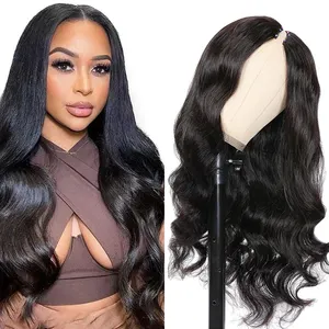 Peluca de Cabello Humano con Ondas Corporales <span class=keywords><strong>en</strong></span> Forma de <span class=keywords><strong>V</strong></span>, Hecha a Máquina, sin Pegamento, para Mujeres Negras, Fácil de Usar - Product Image 1