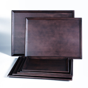 Japanese Style Wooden <b>Tray</b> Set Antique Bronze Solid Color Serving <b>Tray</b> For <b>Tea</b> Dessert Sushi Coffee Hotel Use - Product Image 1