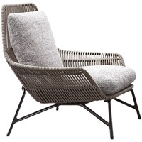 Ensemble moderne et simple en alliage d'aluminium trois pièces avec table basse, chaise et canapé en corde tressée pour cour, jardin et balcon