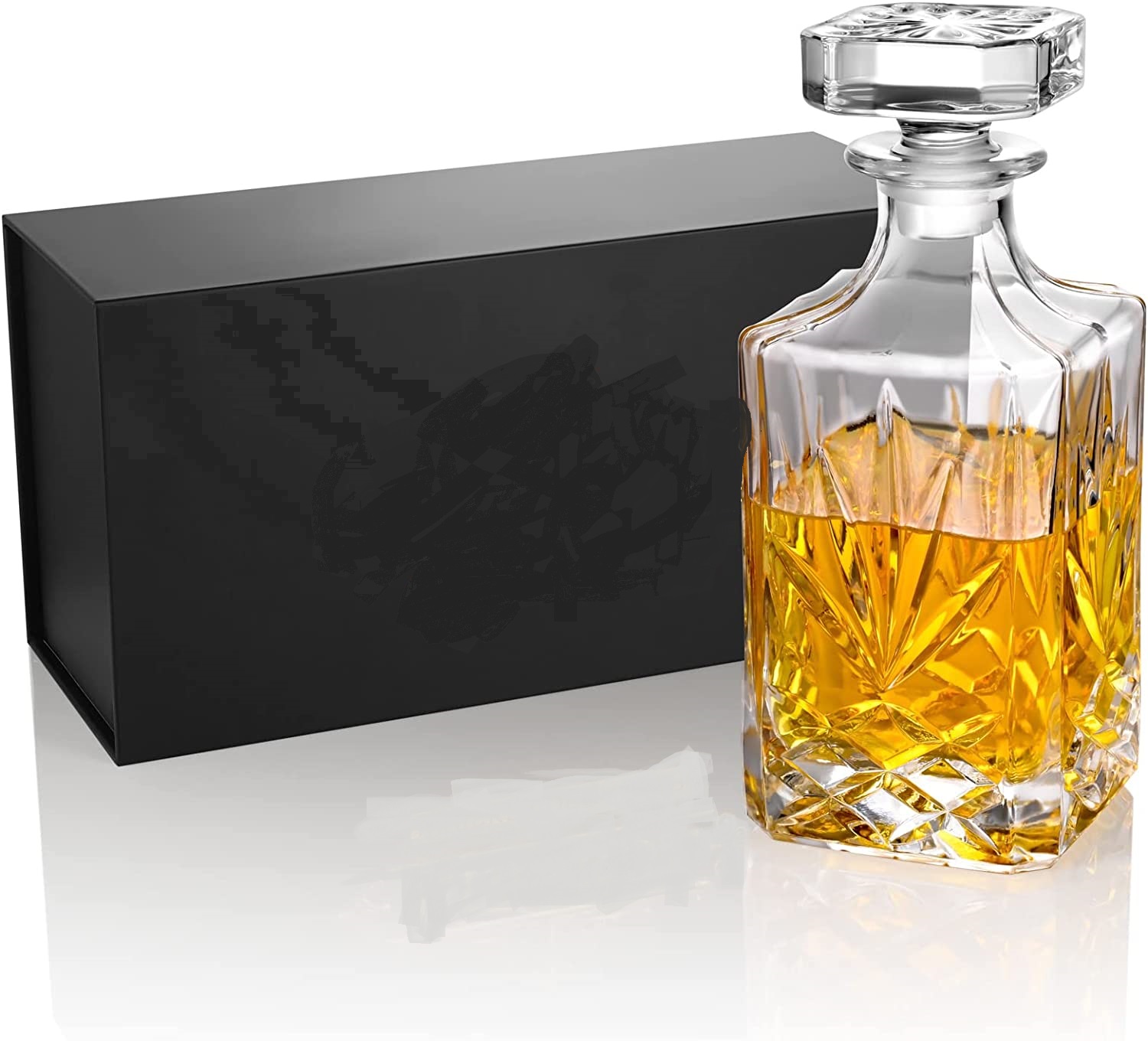 Whiskey Decanter with Glass Stopper Lead-Free Glass 25.3 oz/ 750ml Decanter