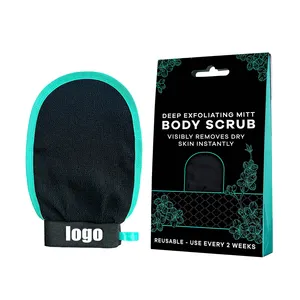 OEM thêu logo Rayon da lột tắm Scrubber Viscose Bath Mitt Găng tay tắm màu hồng tẩy tế bào chết MITT