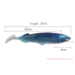Señuelo Biónico de Pesca en Agua Media para Atún y Caballa, Cebo Artificial Suave de 26cm, 1 Cabeza y 2 Colas, para Pesca en Barco - Product Image 5