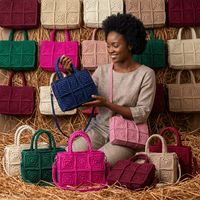 Sac fourre-tout bohème au crochet, couleur unie, sac à main pour femme, toutes saisons, sac de shopping, doublure en polyester, fermeture personnalisée, 30x20x10cm