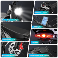 Bicicleta Eléctrica de Montaña Enduro con Suspensión Completa, Neumáticos Anchos, Alarma y Bluetooth, Disponible en Stock