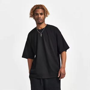 T-shirts blancs surdimensionnés pour hommes, personnalisables, épais, 100% coton peigné, vierges, de qualité supérieure, à épaules tombantes, avec logo - Product Image 3