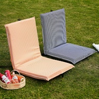 Coussin de siège pliable portable pour stade, chaise de plage rayée rembourrée avec dossier pour camping, pique-nique, pelouse
