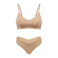 ODM Ensemble Soutien-Gorge et Culotte Femme Sans Armature, Soutien-Gorge Push-Up Sans Couture et Culotte Triangle