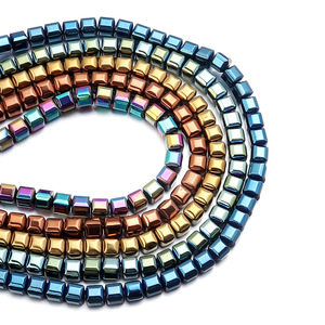 <span class=keywords><strong>Hématite</strong></span> naturelle plaquée carré coupe perles en vrac galvanoplastie 4/6/8mm bleu Rose doré vert fait à la main bijoux à bricoler soi-même fabrication d'accessoires - Product Image 1