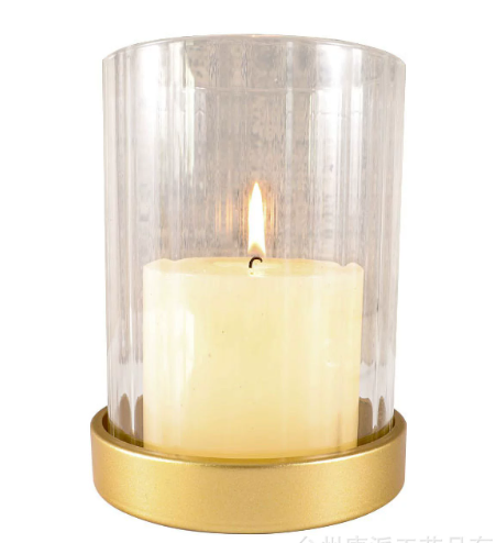 Glass covered candle holder cup [gold]