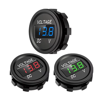 Voltmeter Mobil Motor DC 5V-48V Mini Digital Tahan Air LED Panel Tester Tampilan Meter Volt Bulat