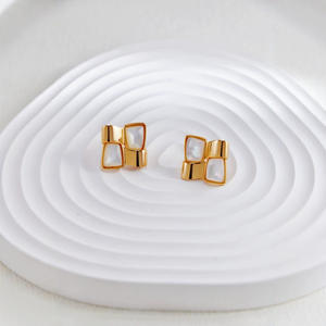 S925 Pure <b>Silver</b> Fashion <b>Simple</b> Personality White Square Diamond Mother-of-Pearl <b>Necklace</b> Jewelry Elegant S925 Diamond Earrings - Product Image 1