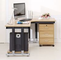 Escritorio de Oficina Moderno en Forma de L, Mesa de Computadora Blanca con Gabinete Móvil de 3 Cajones, Estación de Trabajo Ergonómica para Juegos, Estudio en Casa