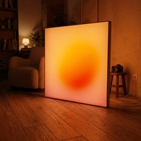 Cadre d'affiche lumineux LED à intensité variable Sunset Living Room LUZ, en alliage d'aluminium à grain de bois, impression UV, écologique, facile à poser