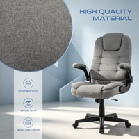 Silla de Oficina Hick con Cojín Acolchado, Tela de Lino Transpirable, Función de Inclinación y Bloqueo, Silla de Trabajo Giratoria