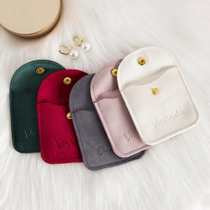Vinkende Velvet Jewelry Bag Oval Snap Button Storage Case For Necklace Earring <b>Bracelet</b> Pendant 10x10cm - Product Image 1