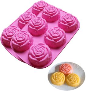 Cetakan Sabun Silikon untuk Buatan Tangan Kue Sabun Jelly Puding Coklat 6 Rongga Berbeda Bentuk Bunga Desain Set 2 - Product Image 1