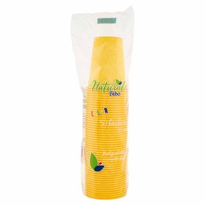 Vasos biodegradables y compostables de bioplástico de 200 ml, amarillos, 50 unidades/paquete - Product Image 2