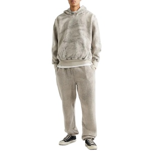 Survêtement en vrac en gros Streetwear Patch en détresse brodé pantalon de survêtement et sweat à capuche ensemble soleil délavé à l'acide survêtement - Product Image 1