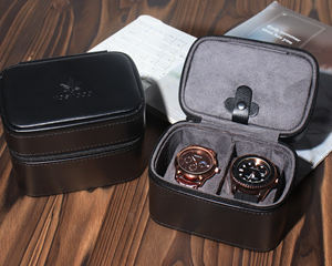 Custom Logo 2 slot orologio da polso scatola portaoggetti espositore per gioielli custodia orologio di lusso custodia per orologio da viaggio - Product Image 2