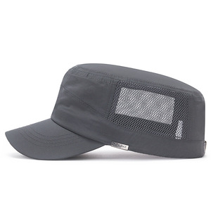 Flat Cap Men's Outdoor Quick Drying Breathable Sun Protection Hat Dark Gray Lightweight Fabric Flat Top Style - Product Image 1
