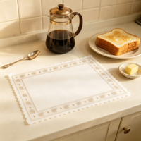 Napperon rectangulaire en papier semi-transparent imprimé feuilles dorées festonnées, absorbant l'huile alimentaire, pour table de desserts occidentaux