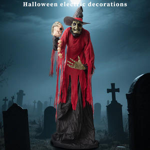 Décoration d'Halloween animatronique : Sorcière lumineuse électrique à induction, debout, lisant, pour maison hantée, chambre secrète, accessoire animé - Product Image 5