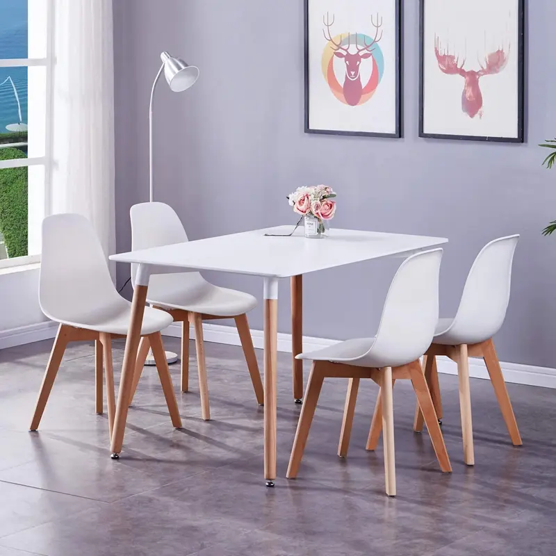 Manufacturer cheap dining room furniture modern luxury cafe table restaurant white MDF rectangular dining tables sets