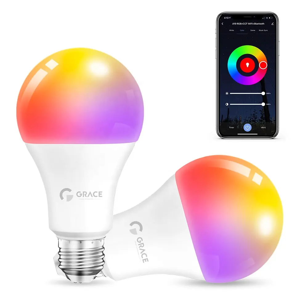 Alexa Sprach steuerung 220-240V Smart Bulb RGB Wifi Smart Bulb Fernbedienung 9w A60 LED Tuya Smart Bulb