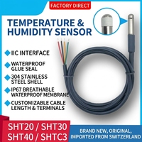 Capteur de température et d'humidité SHT40 SHT30 SHT20 SHTC3, étanche, en acier inoxydable 304, joint en caoutchouc, sonde numérique I2C