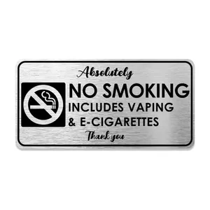 Aucun signe de fumer pour les affaires Aucun signe de vapotage Panneaux d'avertissement de plaque en aluminium en métal auto-adhésif pour la décoration de porte de bureau à domicile