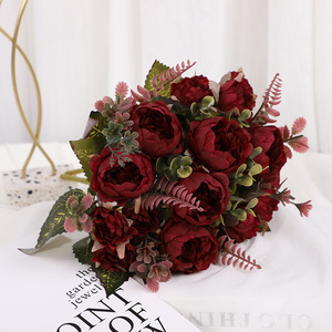 Ramo de Flores Artificiales de Seda Rosa <span class=keywords><strong>Rong</strong></span> <span class=keywords><strong>Hua</strong></span>, Hecho a Mano, para Decoración del Hogar, Bodas y Jardinería, Venta al Por Mayor de Fábrica - Product Image 3
