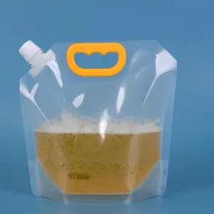 Custom 1.5L 2.5L 5L Plastic Liquid Packaging Bag Stand Up Beer Spout Pouch With Handle