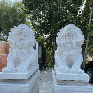 YDSTONE tallada a mano para interiores/exteriores escultura de león de piedra China elegante estatua de León de mármol para templos de entrada Villas cementerios - Product Image 2