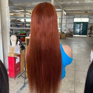 Peluca Mavis sin pegamento, cabello humano brasileño Remy HD para encaje frontal, cutícula virgen alineada, lisa, transparente, rojiza - Product Image 5