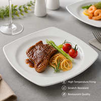Assiette de service carrée brillante en mélamine, logo personnalisé, vaisselle commerciale blanche pour restaurant, hôtel, traiteur