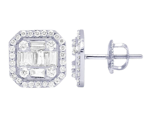S925 Sterling <b>Silver</b> Luxury Square Shape Moissanite Diamond Earrings Elegant Round Cut Jewelry for Women - Product Image 2