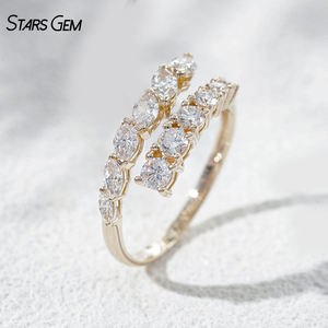 Anillo Abierto Unisex de Oro Sólido de 10K con Baño de Rodio y Diamante Cultivado en Laboratorio de 0.94CTW, Corte Marquesa Brillante, para Aniversario, de StarsGem - Product Image 1