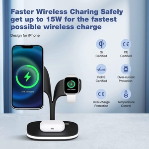 Chargeur sans fil magnétique intelligent 5-en-1 15W à charge rapide, station de charge, compatible avec les appareils iPhone et Android, veilleuse - Product Image 4