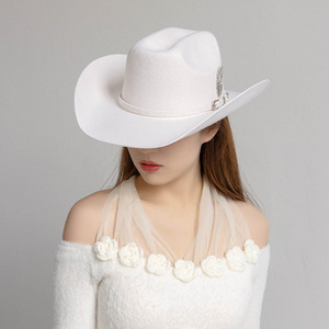 Sombrero Vaquero Occidental <span class=keywords><strong>de</strong></span> Fieltro <span class=keywords><strong>de</strong></span> <span class=keywords><strong>Lana</strong></span> Hecho <span class=keywords><strong>a</strong></span> <span class=keywords><strong>Mano</strong></span> <span class=keywords><strong>de</strong></span> Alta Calidad, Unisex, Ala Ancha, con Decoración <span class=keywords><strong>de</strong></span> Plumas, Personalizable - Product Image 2