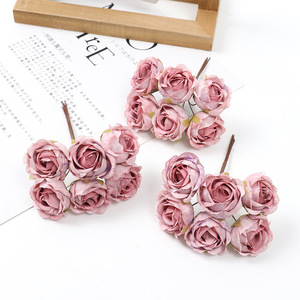 Ramo de Flores Artificiales de Seda Realista, 6 Tallos, Hecho a Mano, Lavable, Impermeable, Estilo Clásico - Boda, Día de San Valentín - Product Image 1